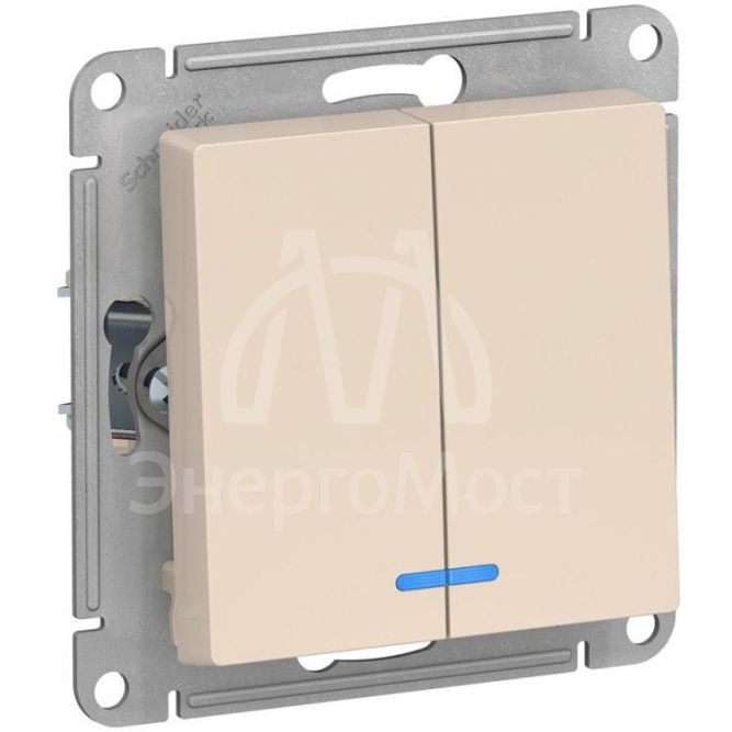 Механизм выключателя 2-кл. СП AtlasDesign 10А IP20 (сх. 5а) 10AX с подсветкой беж. SchE ATN000253