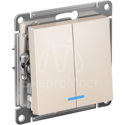 Механизм выключателя 2-кл. СП AtlasDesign 10А IP20 (сх. 5а) 10AX с подсветкой беж. SchE ATN000253