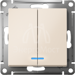 Механизм выключателя 2-кл. СП AtlasDesign 10А IP20 (сх. 5а) 10AX с подсветкой беж. SchE ATN000253