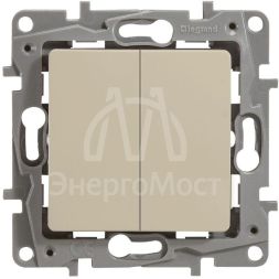 Механизм выключателя 2-кл. СП Etika 10А IP20 250В 10AX безвинт. зажимы сл. кость Leg 672302