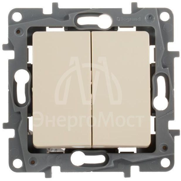 Механизм выключателя 2-кл. СП Etika 10А IP20 250В 10AX безвинт. зажимы сл. кость Leg 672302