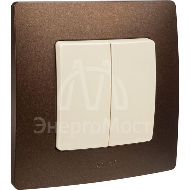 Механизм выключателя 2-кл. СП Etika 10А IP20 250В 10AX безвинт. зажимы сл. кость Leg 672302