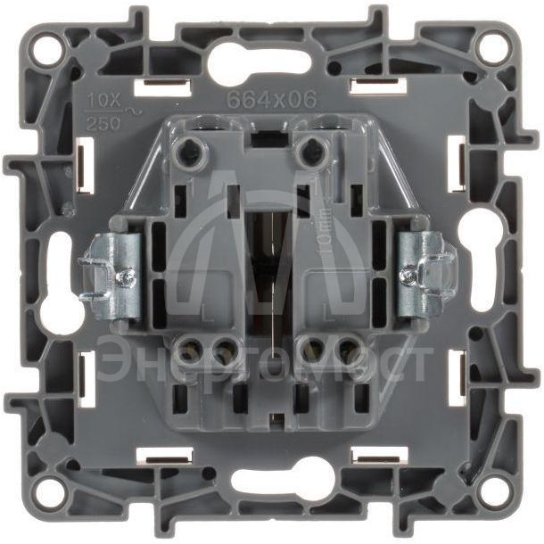 Механизм выключателя 2-кл. СП Etika 10А IP20 250В 10AX безвинт. зажимы сл. кость Leg 672302