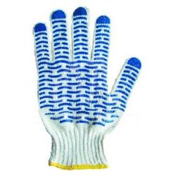 Перчатки х/б с покрытием ПВХ (Волна) 5 нитей 65-67г (пара) син. 09-0201