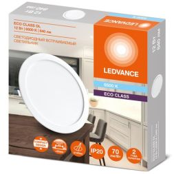 Светильник светодиодный Downlight DL 865 12Вт 6500К IP20 840лм ДВО встраив. даунлайт круглый бел. LEDVANCE 4607194235537