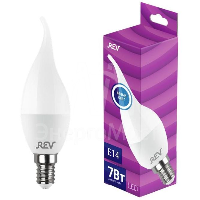 Лампа светодиодная 7Вт FC37 свеча 4000К нейтр. бел. E14 600лм 180-240В REV 32352 5