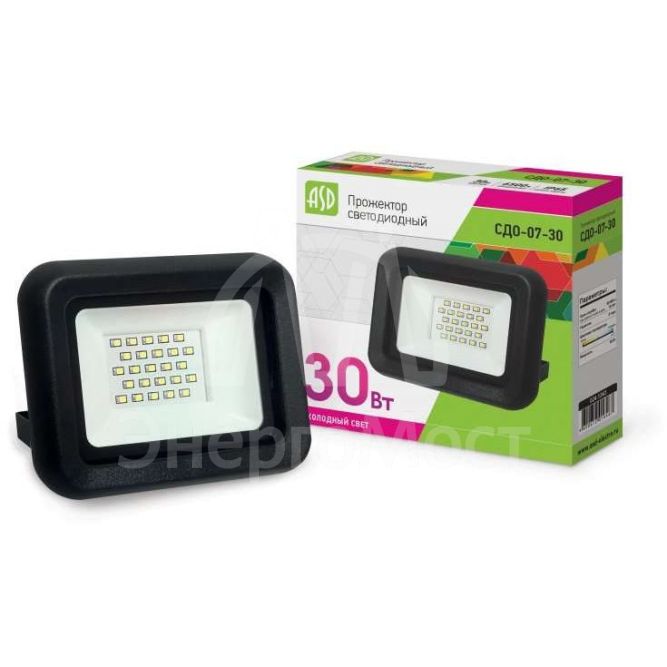 Прожектор СДО-07-30 светодиодный черн. IP65 ASD 4690612016467