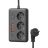 Удлинитель с сетевым фильтром 3х5м 10А 4USB + 2USBC 2500Вт ПВС 3х1 прямоуг. черн. КОСМОС FKsmPR-5m-3g(B)USB