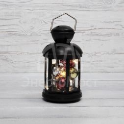 Фонарь декоративный с шариками 12х12х20.6см тепл. бел. корпус черн. Neon-Night 513-061