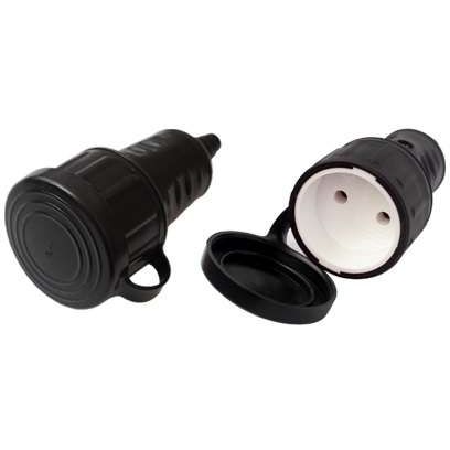 Розетка 16А IP44 250В без заземл. каучук черн. Bylectrica Р16-389
