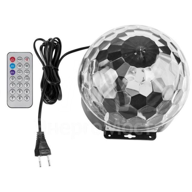 Лампа светодиодная &amp;quot;Диско-шар&amp;quot; RGB 220В с пультом ДУ и Bluetooth IP20 NEON-NIGHT 601-257