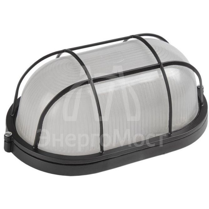 Светильник НПП 1402 60Вт E27 IP54 черн. овал с решеткой IEK LNPP0-1402-1-060-K02