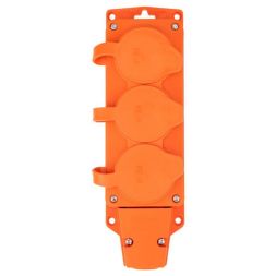 Колодка удлинителя 3-м с заземл. 16А IP54 влагозащ. с защ. крышкой COMPACT каучук оранж. Rexant 111-227