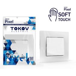 Выключатель 1-кл. СП Pixel 10А IP20 в сборе айс TOKOV ELECTRIC TKE-PX-V1F-C34