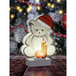 Светильник декоративный новогодний &amp;quot;Мишка&amp;quot; EGNDS-07 холодн. бел. LED h=24см 3хАА IP20 Эра Б0051931
