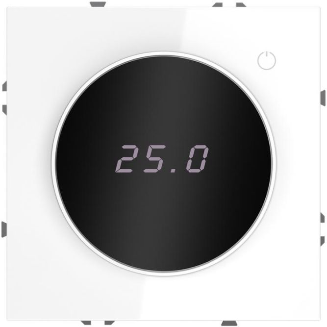 Терморегулятор электронный S70 с индикацией и датчиком для теплого пола механизм бел. глянцевый Voltum VLS070101