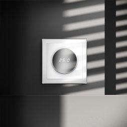 Терморегулятор электронный S70 с индикацией и датчиком для теплого пола механизм бел. глянцевый Voltum VLS070101