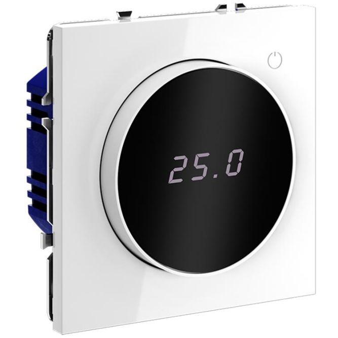 Терморегулятор электронный S70 с индикацией и датчиком для теплого пола механизм бел. глянцевый Voltum VLS070101