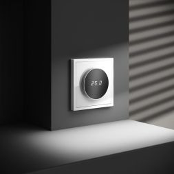 Терморегулятор электронный S70 с индикацией и датчиком для теплого пола механизм бел. глянцевый Voltum VLS070101