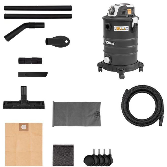 Пылесос строительный KR30 1400Вт 30л 4м Kranz KR-16-1117