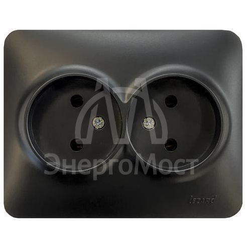 Розетка 2-м Karina Life без заземл. ПБТ черн. бархат LEZARD 708-4200-128B