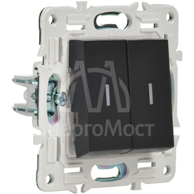 Выключатель проходной 2-кл. SKANDY 10А SK-V10Bl с индикацией черн. IEK SK-V22-1-10-K02