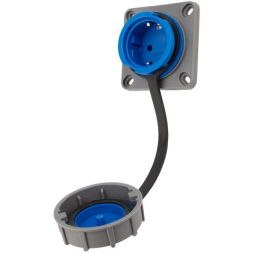 Розетка настенная фланцевая влагозащищенная с крышкой 16А 2Р+РЕ IP68 Rexant 111-124