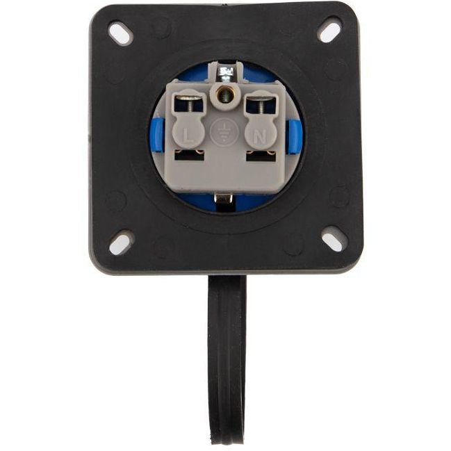 Розетка настенная фланцевая влагозащищенная с крышкой 16А 2Р+РЕ IP68 Rexant 111-124