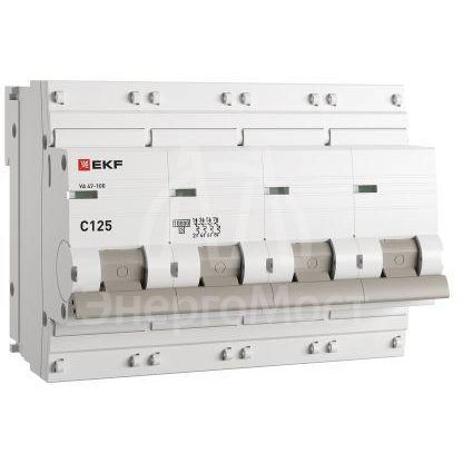 Выключатель автоматический модульный 4п C 125А 10кА ВА 47-100 PROxima EKF mcb47100-4-125C-pro