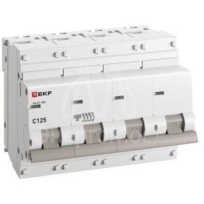 Выключатель автоматический модульный 4п C 125А 10кА ВА 47-100 PROxima EKF mcb47100-4-125C-pro