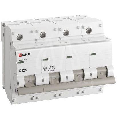 Выключатель автоматический модульный 4п C 125А 10кА ВА 47-100 PROxima EKF mcb47100-4-125C-pro