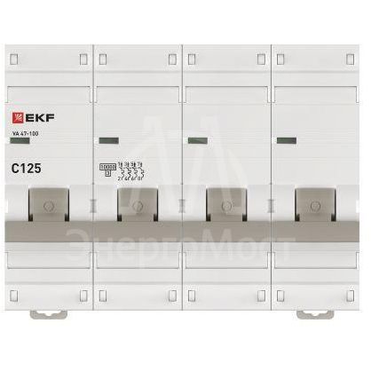 Выключатель автоматический модульный 4п C 125А 10кА ВА 47-100 PROxima EKF mcb47100-4-125C-pro