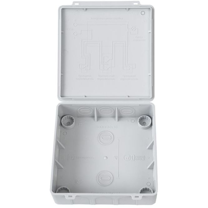 Коробка распределительная ОП 100х100х30 (HF) для прям. монтажа двухкомп. безгалоген. (уп.48шт) Промрукав 60-0302