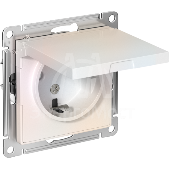 Механизм розетки 1-м СП AtlasDesign 16А IP20 с заземл. защ. шторки с крышкой жемчуг SchE ATN000446