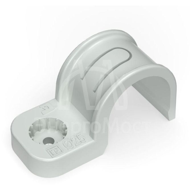 Крепеж-скоба односторонняя d25мм для прямого монтажа атмосф. пластик. в п/э сер. (уп.50шт) Промрукав PR13.0370