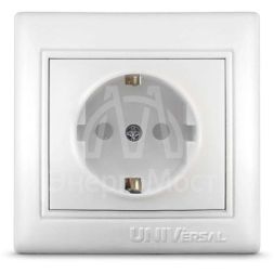 Розетка 1-м СП Севиль защ. шторки с заземл. бел. UNIVersal С0049