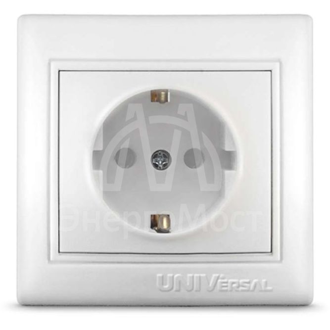 Розетка 1-м СП Севиль защ. шторки с заземл. бел. UNIVersal С0049