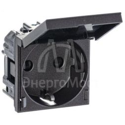 Механизм розетки Zenit 16А 250В с защ. крышкой защ. шторки с заземл. антрацит ABB 2CLA228810N1801