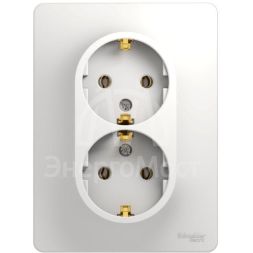 Розетка 2-м СП Glossa с заземл. в сборе бел. SchE GSL000124