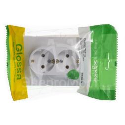 Розетка 2-м СП Glossa с заземл. в сборе бел. SchE GSL000124