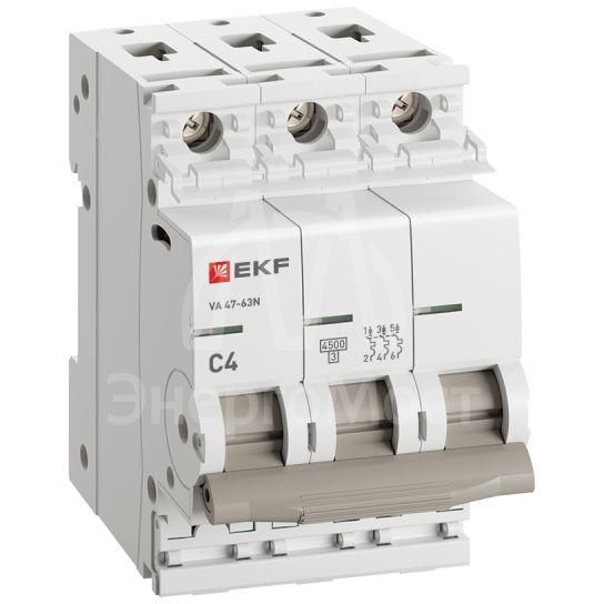 Выключатель автоматический 3п C 4А 4.5кА ВА 47-63N PROxima EKF M634304C
