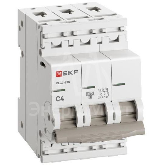 Выключатель автоматический 3п C 4А 4.5кА ВА 47-63N PROxima EKF M634304C