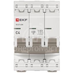 Выключатель автоматический 3п C 4А 4.5кА ВА 47-63N PROxima EKF M634304C