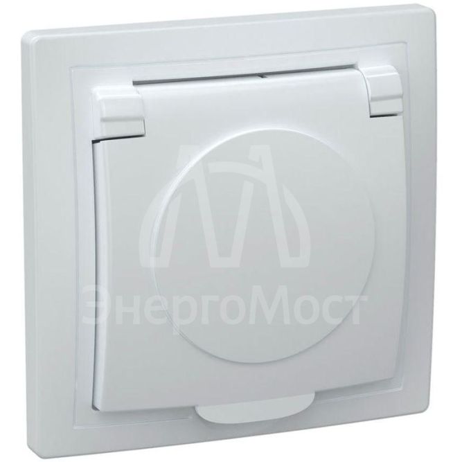 Розетка 1-м СП Кварта 16А РСб10-3-КБ с защ. крышкой с заземл. IP20 бел. IEK ERK15-K01-16-DM