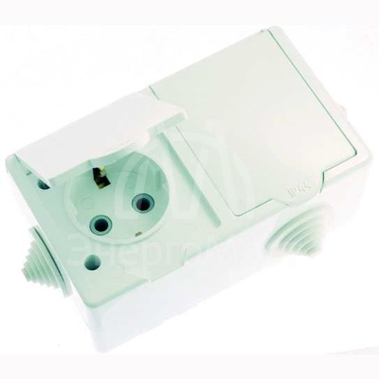 Розетка 2-м ОП РА16-759 с заземл. IP44 ПГ Кунцево 5907