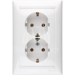 Розетка 2-м СП Valena в сборе с заземл. бел. Leg 774400