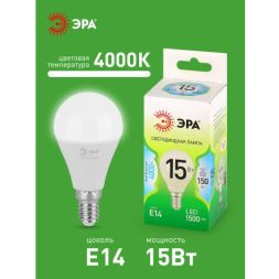 Лампа светодиодная GREEN LINE P45-15W-840-E14 GL 15Вт шар 4000К яркий свет бел. E14 Эра Б0067045