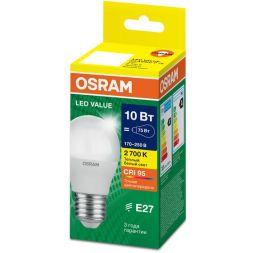Лампа светодиодная LED G4 Value LVCLP75 10W/927 CRI95 10Вт 2700К 1000лм шар матов. E27 170-250В OSRAM 4058075579897