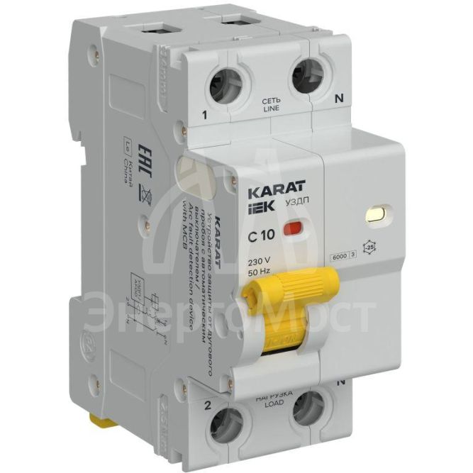 Устройство защиты от дугового пробоя (УЗДП) 1P+N C 10A с авт. выкл. KARAT IEK KA-DP11-1-010-C