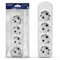 Колодка удлинителя 4-м 16А с заземл. АБС-пластик бел. TOKOV ELECTRIC TKE-C01-KU4-Z